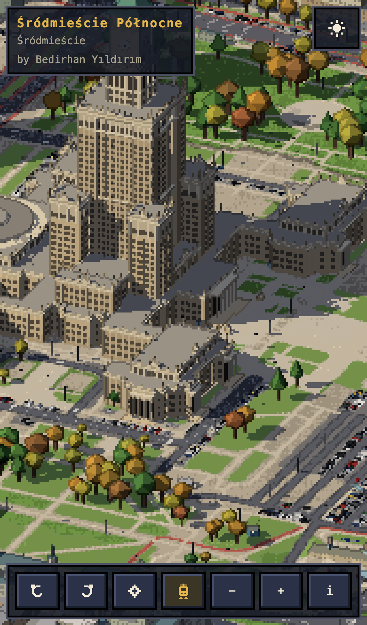 The Warsaw pixel map on a phone screen